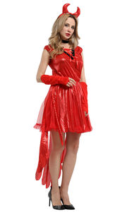 할로윈 성인 사악한 악마 코스프레 의상 가장 무도회 파티 마법사 의상 빛나는 붉은 악마 담 - Product Image 4