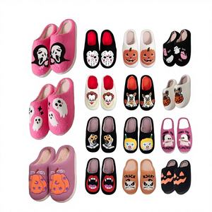 Buen zapato Otoño Invierno TPR divertido acogedor Fuzzy <span class=keywords><strong>Bunny</strong></span> gato negro cabeza de bruja <span class=keywords><strong>Boo</strong></span> Bat araña calabaza Halloween para Mujeres Hombres - Product Image 1