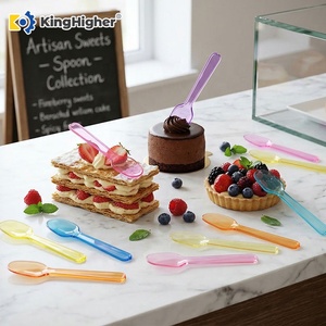 Cuillères en plastique jetables, petites cuillères à glace, mini-cuillères colorées pour dégustation, desserts, yaourts glacés, gelato, cuillères de fête - Product Image 1