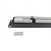 Panel Patch Jaringan K&R 19 Inch 1U 2U Cat5e Cat6 UTP 24 Port RJ45 Baja Canai Dingin Biru