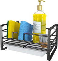 Support de rangement de cuisine sans perçage pour éponges, égouttoir à éponges, porte-savon en laine d'acier, support de rangement pour torchons d'évier de cuisine