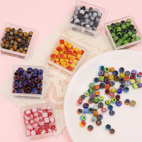 Perles en verre de 6-8 mm, motif mille fleurs, style Népal, en forme de citrouille, faites à la main, pour bracelet DIY, perles baril rayées, perles en vrac pour collier, bijoux
