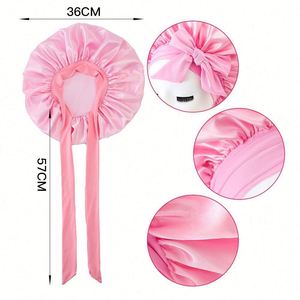 Wholesale Satin <b>Silk</b> Sleeping Blank <b>Bonnet</b> With Tie Band <b>Bonnets</b> for Women Natural Curly <b>Hair</b> - Product Image 3