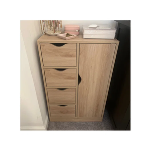 Armoire de rangement étroite et haute moderne avec tiroirs et porte pour la cuisine, le garde-manger, le bureau à domicile avec cet armoire d'appoint au design épuré - Product Image 2