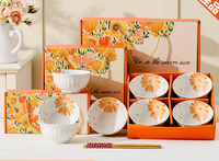 Ensemble de bols en céramique de style bohème, écologiques et luxueux, en porcelaine, résistants au four, au micro-ondes et au lave-vaisselle, boîte cadeau pour la maison, 4,5 pouces