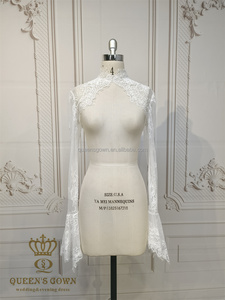 QUEENSGOWN Abito da Sposa Semplice ed Elegante in Morbido Pizzo Chantilly con Top/Maniche Staccabili e Maniche Lunghe, <span class=keywords><strong>Accessori</strong></span> di Alta Qualità - Product Image 1