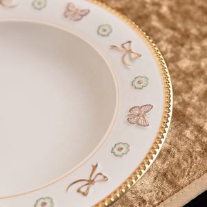 Plato Hondo de Porcelana Europea de Alta Calidad, Moderno, Lujoso y Ecológico de 9 Pulgadas con Diseño de Plantas, Vajilla para Bodas - Product Image 2