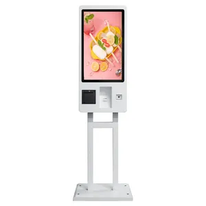 Thermal 32inch interactive touch screen pos pay with ticket printer for restaurant all in one self service kiosk