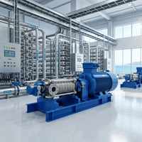 Pompe centrifuge horizontale multi-étages à aspiration axiale pour débit de 80 m³/h, 60 bars, duplex, appliquée dans la dessalement ZLD