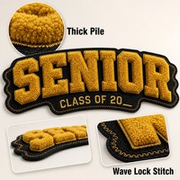 Patch de graduation en chenille SENIOR Classe de 2026, motif lettre, brodé 3D en relief, thermocollant pour veste de lycée personnalisée