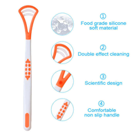 Raspador de lengua de mal aliento personalizado, limpiador de lengua de plástico de buen aliento para uso doméstico con logotipo láser, Material de cobre