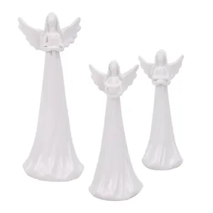 Redeco New Design Creative Guardian Angel Figurine White Angel Sculpture Ceramic Angel Ornament For Gifts Home Decoration