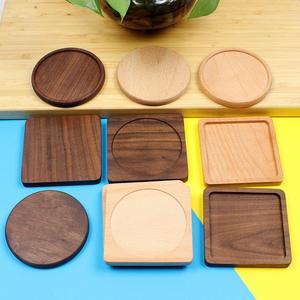 Sous-verres en bois Ys87 antidérapants avec logo gravé, sous-verres pour boissons en noyer et bambou, logo personnalisé, boîte cadeau ronde vide - Product Image 5