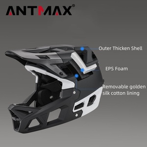 <span class=keywords><strong>Casco</strong></span> de bicicleta de montaña ANTMAX de color titanio ligero de cara completa <span class=keywords><strong>casco</strong></span> de Rayce juvenil con protector de barbilla <span class=keywords><strong>desmontable</strong></span> y visera - Product Image 2
