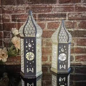 Personnalisable Métal Artisanat Prophète Arabe Muhammad Star-Lit Ramadan Lanterne Karim Eid Home Decor avec Musique et Lumière - Product Image 2