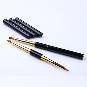 Pinceau de précision 3D double embout pour nail art, 2-en-1, manche en métal noir, poils en nylon, virole en cuivre # 2/ # 4 - Product Image 2