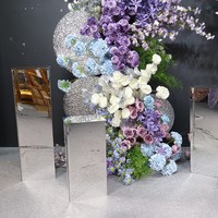 Support de présentation de fleurs pliable et détachable moderne en argent et or, populaire pour les tables à desserts, événements intérieurs et extérieurs, fêtes, festivals, mariages