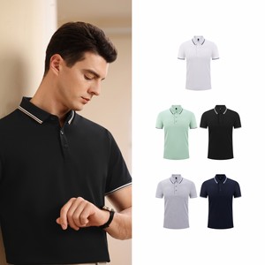 T-shirt en coton tricoté, boutons mats, poignets côtelés anti-déformation, respirant, haut de <span class=keywords><strong>golf</strong></span> professionnel, polo pour homme avec col contrasté - Product Image 2