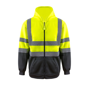 ZUJA Road Safety Hoodies Warm Fleece Jacket Hi Vis Men's Reflective Hoodies