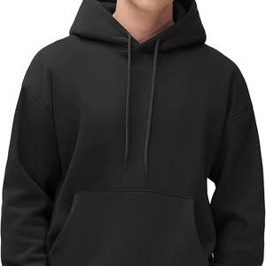 Sweat à capuche d'hiver pour homme, 100% polyester, teint en pièce, séchage rapide, doublé, uni, en jersey épais de haute qualité avec impression en relief, Basics - Product Image 1