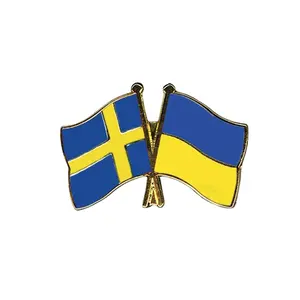 乌克兰瑞典国旗十字友谊别针乌克兰徽章制造