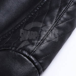 Veste en cuir pour hommes, couleur unie, design personnalisé, à col montant style High Street - Product Image 3