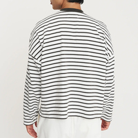Chemises OEM à coupe ample, légèrement courtes, manches longues, t-shirt pour homme en coton rayé à manches longues
