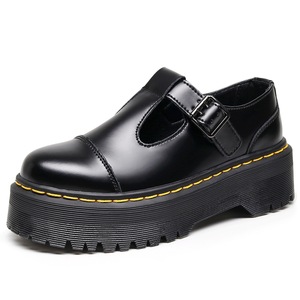 Chaude nouvelle mode femmes plate-forme bottes bout rond grande taille en <span class=keywords><strong>cuir</strong></span> véritable femmes chaussures dames épais chaussures plates Style collège - Product Image 1