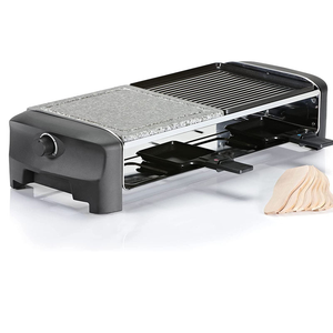 Nouveau barbecue électrique carré NEWLE 800W, <span class=keywords><strong>raclette</strong></span> et grill rond pour 6/8 personnes <span class=keywords><strong>avec</strong></span> surface en fonte/<span class=keywords><strong>pierre</strong></span> - Product Image 3