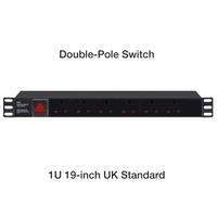 Prise de courant pour armoire PDU en alliage d'aluminium de haute qualité, norme britannique, 6 prises avec interrupteurs individuels