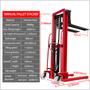 JIchuan <b>Manual</b> Hydraulic Pallet Truck <b>Forklift</b>/Trolley Jack 135/175kg Capacity 230-580mm Height 180x50mm X 80x60mm Dimensions Co - Product Image 6