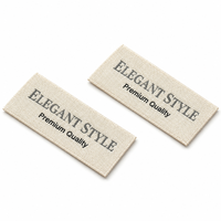 Étiquettes de soin en coton écologiques rectangulaires imprimées en sérigraphie, lavables, à extrémités pliées, bords coupés à chaud, pour vêtements, chaussures, costumes, sacs, avec logo