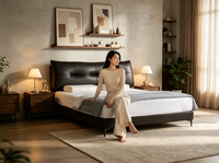 Ensemble de meubles de chambre de luxe : Lits modernes rembourrés, cadres de lit Queen en bois, lits superposés en métal gain de place