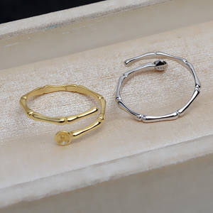 Bague ouverte en argent S925 pour femmes, accessoires de bijoux DIY avec nœud en bambou réglable, support vide pour perle 5-7, compatible Tide 4900 - Product Image 4