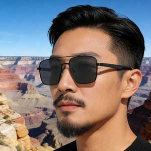 Lunettes de soleil polarisées Kingshine Square Frame pour hommes, verres TAC UV400, monture en métal noir et plastique, protection solaire extérieure - Product Image 3