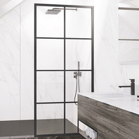 Paroi de douche rectangulaire moderne en verre trempé avec cadre doré, étanche, panneau fixe, portable
