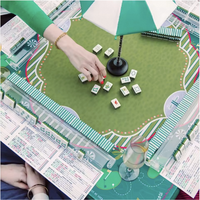 Nouvel ensemble de tuiles de mahjong gravées en acrylique à 4 couches, peintes à la main, motif Green de Masters de Golf Américain, pour divertissement