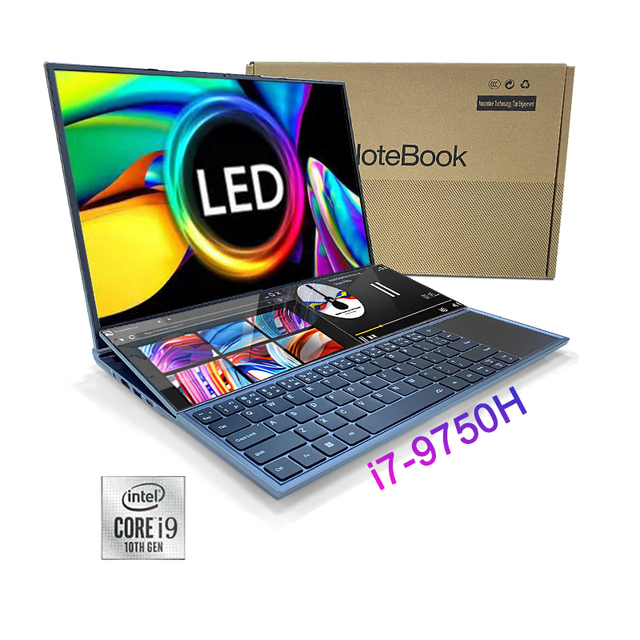 Dual Screen Laptop 16 Inch + 14 Inch Touch Screen Intel I9-10885H Processor Laptop DDR4 SSD Notebook
