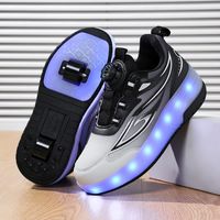 Chaussures à roulettes LED ZHOYA pour enfants, double roues en PU, tige en maille respirante, baskets lumineuses à roulettes pour enfants, boucle rotative, école