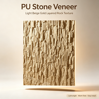 Veneer Batu Buatan PU Kelas Atas, Panel Tipis Ringan, Mudah Dipotong, untuk Latar Belakang Meja Resepsi & Dinding Penahan Taman