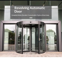 Porte tournante automatique à 3 ailes avec capteur intelligent en verre, style postmoderne, pour hôtels, centres commerciaux, bureaux