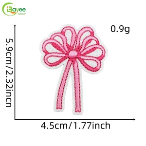 High-Density Precision Stitching New Design Eco-Friendly Polyester pink Iron-On Bowknot Embroidery Patch for Ladies Dress - Product Image 2