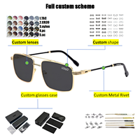 Lunettes de soleil de luxe pour hommes, monture rectangulaire à double bordure élégante, verres bleus avec protection UV, personnalisables