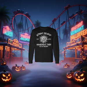 Camiseta de manga larga con estampado de calavera de Halloween retro de Spooky Island, estilo años 90, para Summerween, parque de atracciones, resort en la isla - Product Image 3
