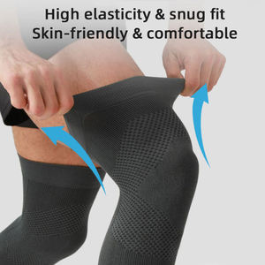Genouillère de sport en nylon à haute élasticité avec logo, double réglage, pour la course à pied - Product Image 4