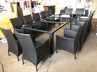 Ensemble de table et de chaises de jardin en rotin tressé résistant à l'eau pour l'extérieur, pour 10 personnes