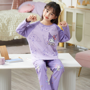 Pantaloni autunno inverno 100% in <span class=keywords><strong>cotone</strong></span> <span class=keywords><strong>pigiama</strong></span> a maniche lunghe da ragazza con elastico in vita in stile principessa vestiti per la casa per ragazzi grandi ragazze per - Product Image 3