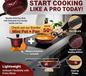 Diamond Premium <strong>Non</strong> <strong>Stick</strong> 11" Frying <strong>Wok</strong> Pan Hybrid Titanium-Coated 8-Layered Egg Omelet Stir Fry Skillet - Product Image 3