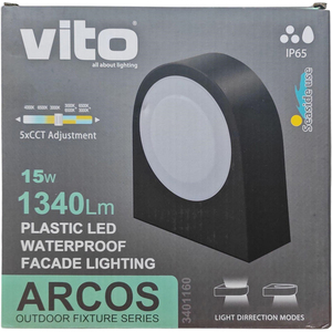 Lámpara de Pared LED de 15W 1350Lm 5xCCT IP65 para Iluminación Exterior - Product Image 2