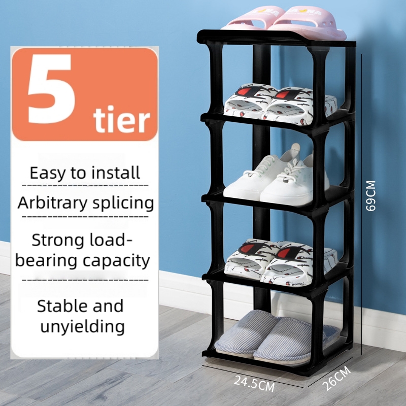 Zapatero vertical-negro-5 niveles